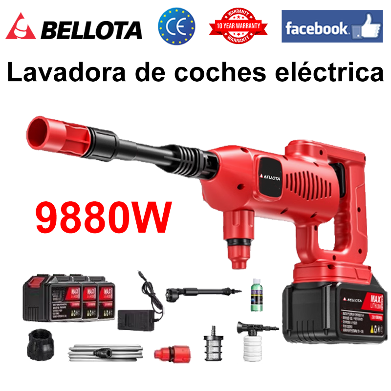 Alta potencia de 9880 W/batería de 96 V/distancia de pulverización de agua de 0 a 40 m (se puede utilizar hasta 15 horas después de cargarlo/kit de limpieza/batería de litio*3)